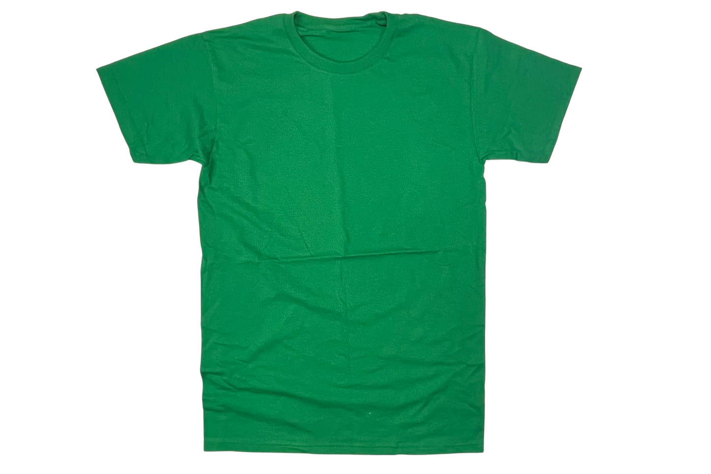 Green crew neck short sleeve top.