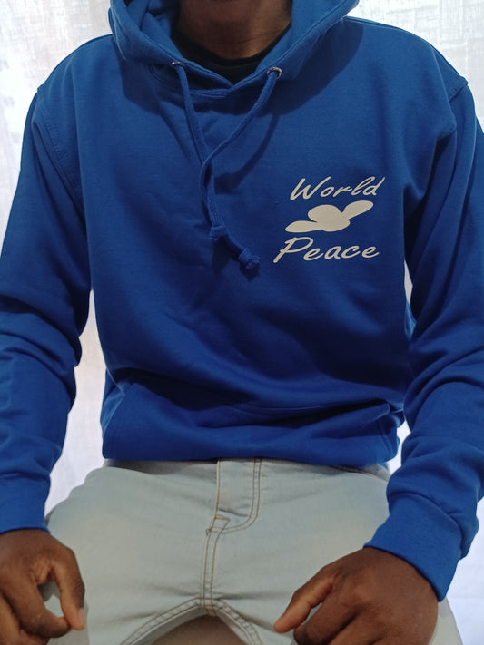 World peace hoodie Medium size blue