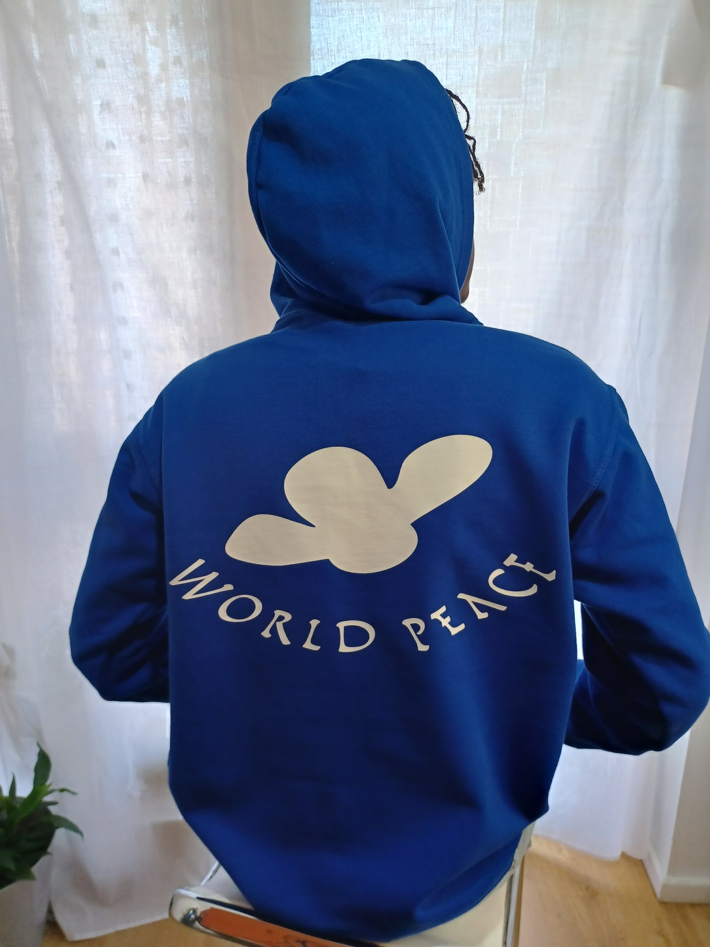 World peace hoodie Medium size blue