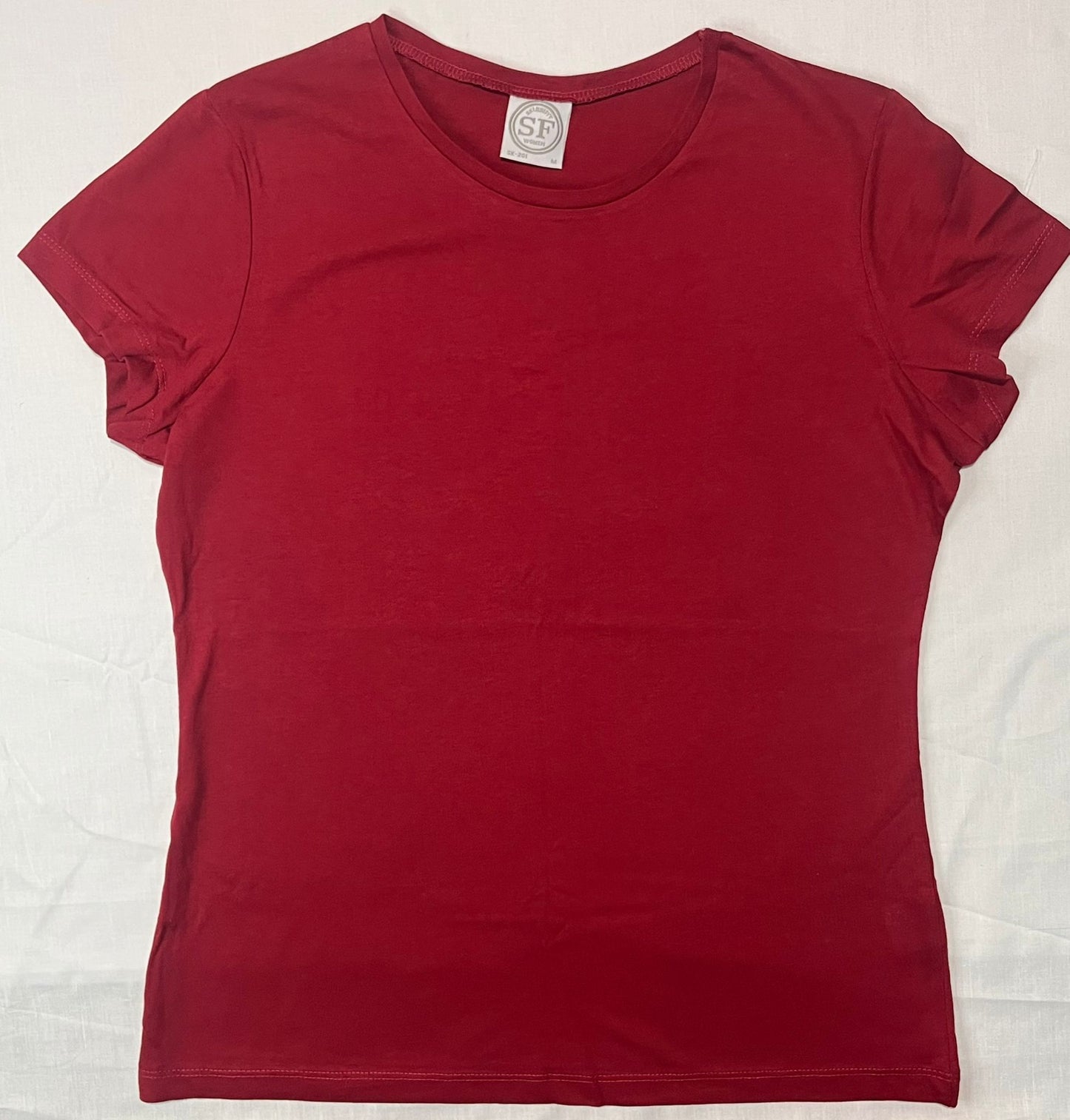 Ladies crew neck short sleeve  vintage red.